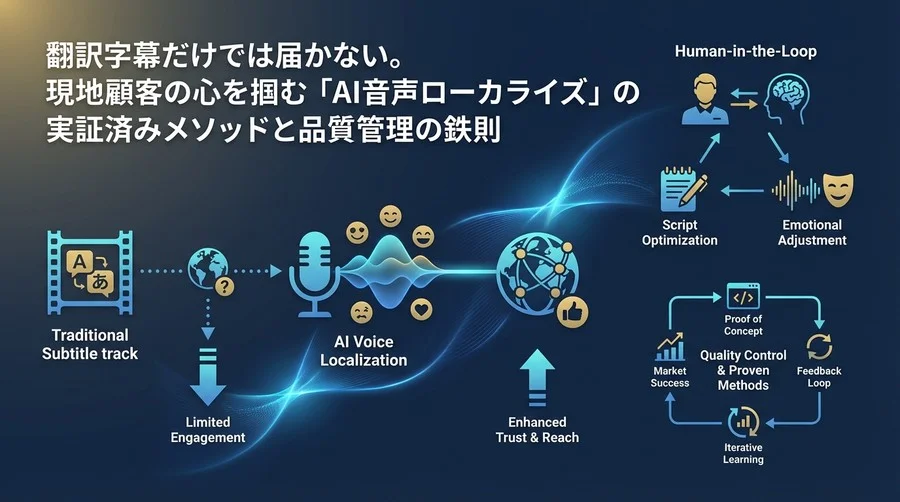 翻訳字幕だけでは届かない。現地顧客の心を掴む「AI音声ローカライズ」の実証済みメソッドと品質管理の鉄則