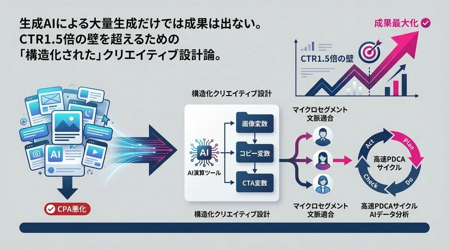 生成AI×ダイナミック広告の最適解：CTR1.5倍の壁を突破する「構造化クリエイティブ」設計と運用サイクル