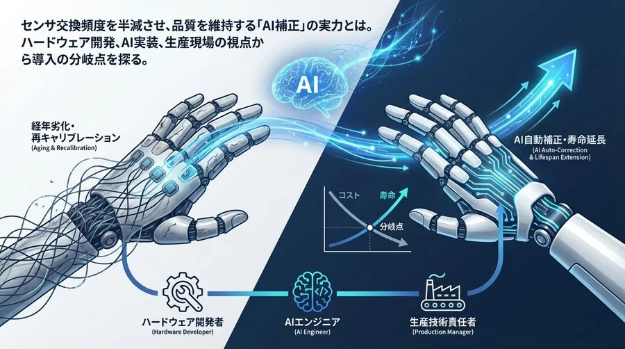 触覚センサの寿命はAIで延びるか？交換コスト半減に挑む自動補正技術の分岐点【専門家3視点検証】