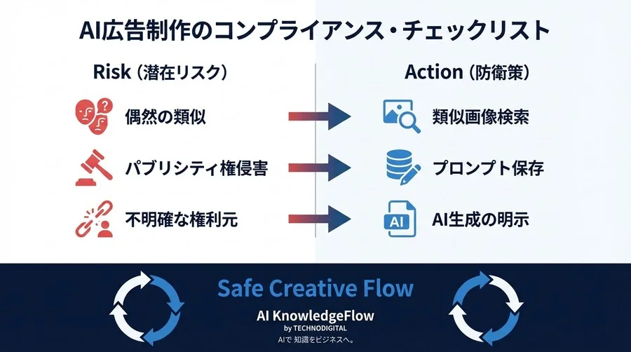 AIモデルは肖像権フリーではない？広告主が知るべき「合成人間」の法的リスクと防衛策 - Conclusion Image