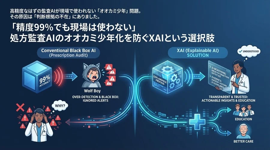 「精度99%でも現場は使わない」処方監査AIのオオカミ少年化を防ぐXAIという選択肢
