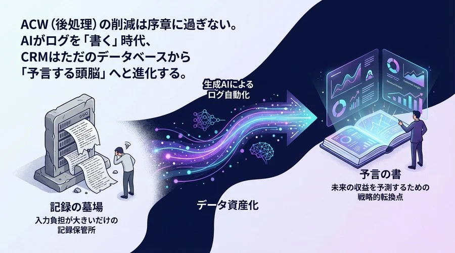 CRMは「記録の墓場」か「予言の書」か？生成AIによるログ自動化がCS組織に突きつける選択