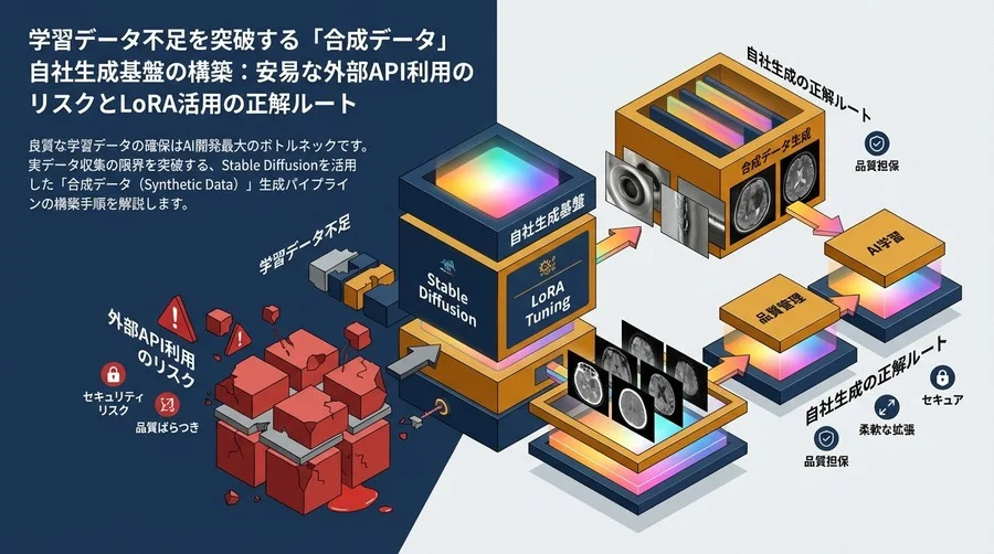 学習データ不足を突破する「合成データ」自社生成基盤の構築：安易な外部API利用のリスクとLoRA活用の正解ルート