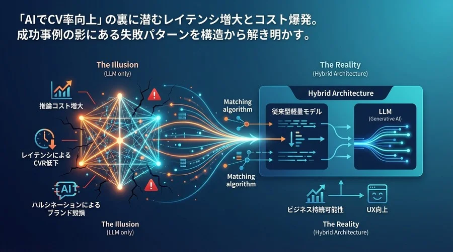 LLMレコメンドエンジンの幻想と現実：推論コストとUXリスクを乗り越えるハイブリッドアーキテクチャの正解