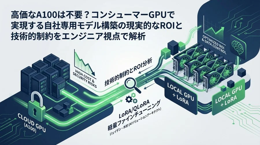 A100不要論の真偽：ローカルGPU×LoRAで挑む自社LLM構築のROIと技術的制約
