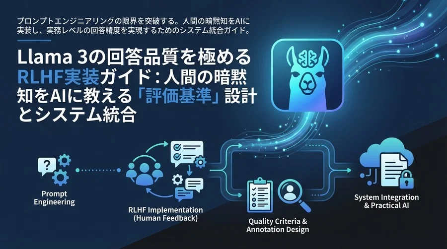 Llamaモデルの回答品質を極めるRLHF実装ガイド：人間の暗黙知をAIに教える「評価基準」設計とシステム統合