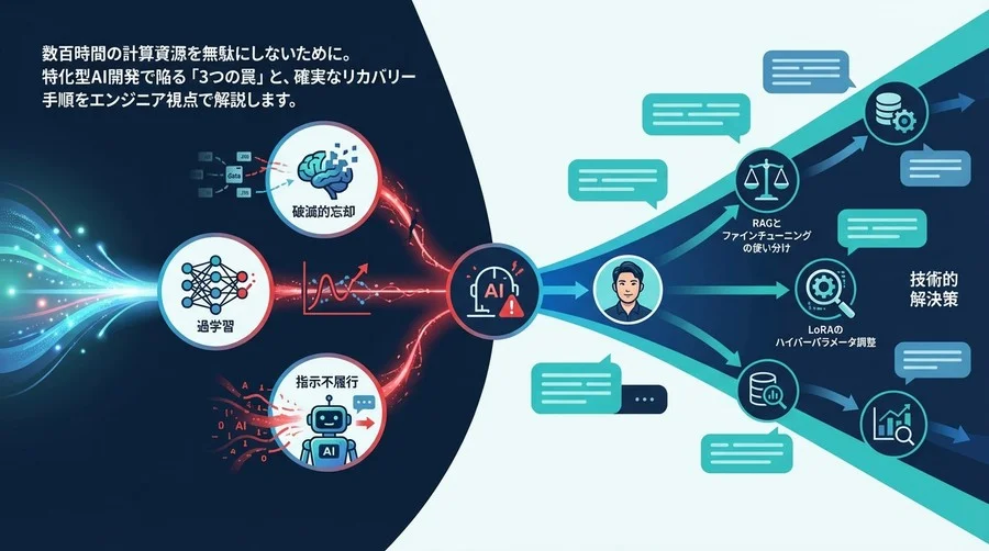 LLMファインチューニング失敗の処方箋：特化型AI開発で陥る3つの罠と技術的解決策