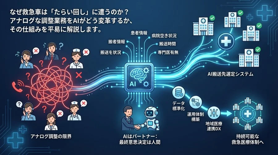 救急搬送の「たらい回し」をAIはどう防ぐ？アナログ調整からの脱却と地域連携DXの最適解