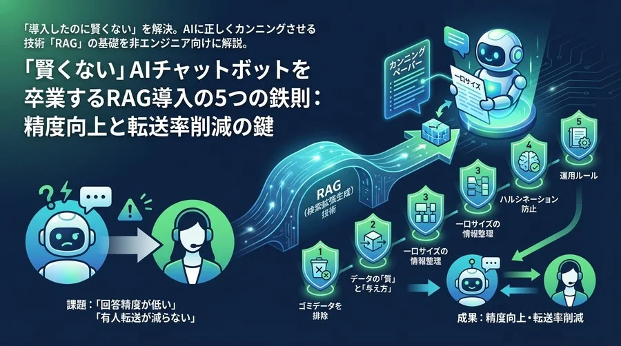 「賢くない」AIチャットボットを卒業するRAG導入の5つの鉄則：精度向上と転送率削減の鍵