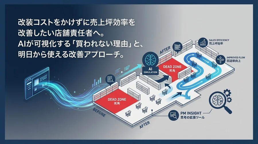 改装なしで売上坪効率を改善！AI動線シミュレーションで店舗の「死角」を解消する実践アプローチ