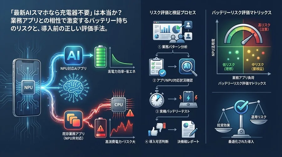 「AIスマホなら充電不要」は幻想か？業務アプリ相性で激変するバッテリーリスクと正しい評価手法