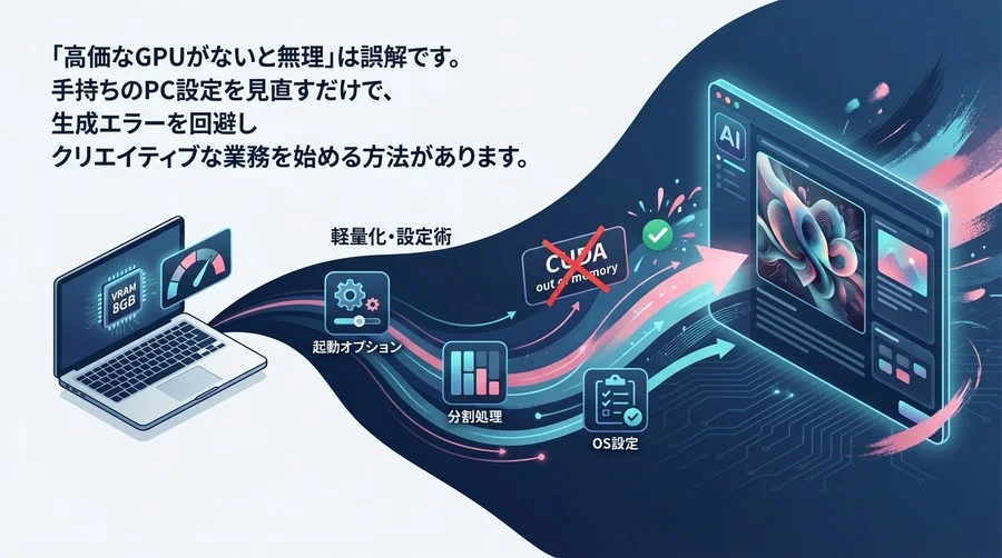 VRAM 8GBのPCで画像生成AIを使い倒す！エラー知らずのローカル環境軽量化・設定術