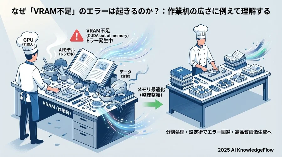なぜ「VRAM不足」のエラーは起きるのか？：作業机の広さに例えて理解する - Section Image