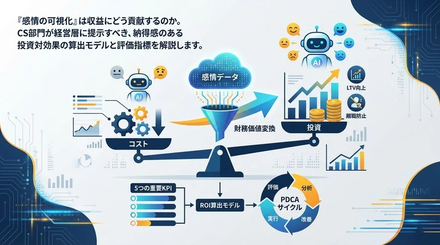 接客AIの感情分析は「コスト」か「投資」か？CS責任者が経営層に示すべきROI算出の全ロジック