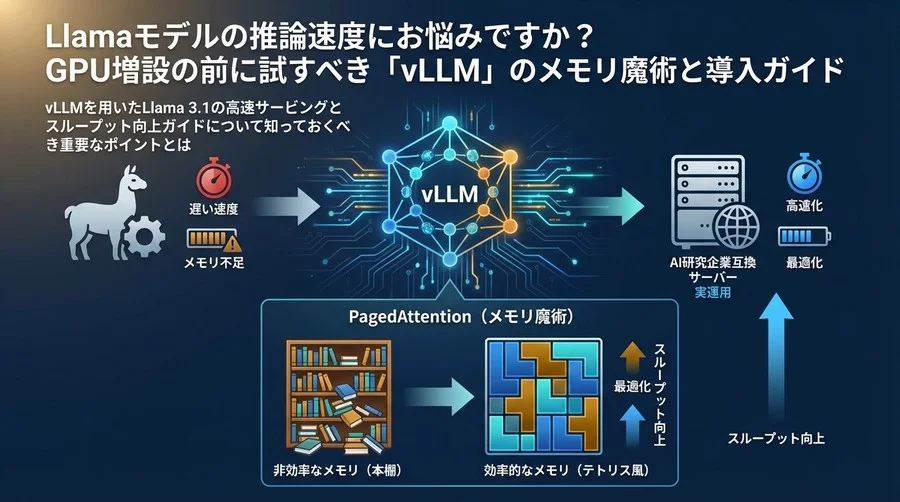 Llamaモデルの推論速度にお悩みですか？GPU増設の前に試すべき「vLLM」のメモリ魔術と導入ガイド