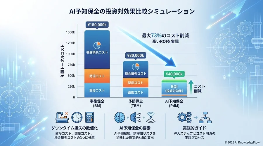 比較シミュレーション：事後保全(BM) vs 予防保全(TBM) vs AI予知保全(PdM) - Section Image