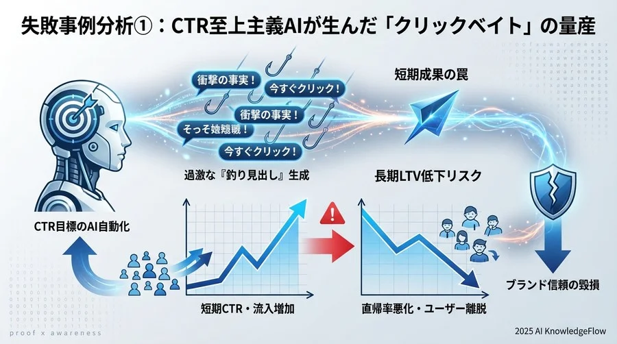 失敗事例分析①：CTR至上主義AIが生んだ「クリックベイト」の量産 - Section Image