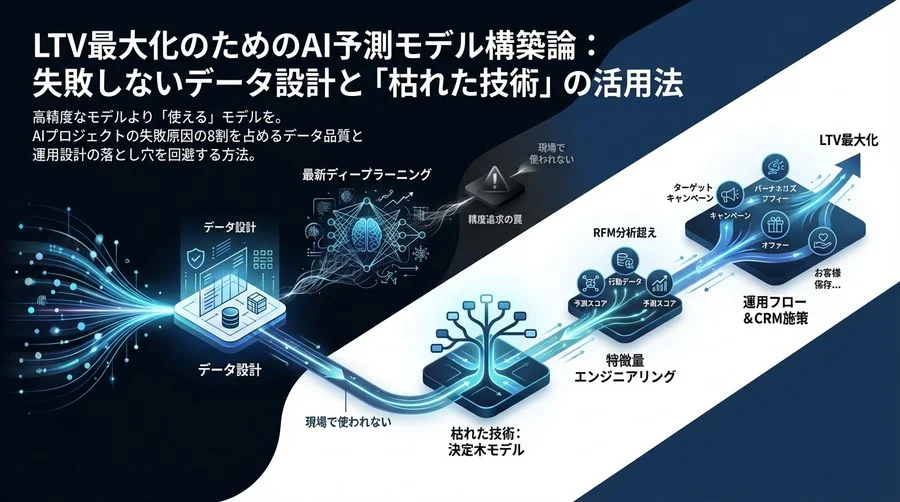 LTV最大化のためのAI予測モデル構築論：失敗しないデータ設計と「枯れた技術」の活用法