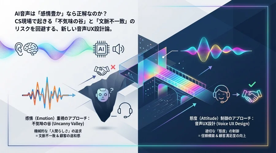 AI音声は「感情豊か」なら正解か？CS現場の「不気味の谷」を回避する音声UX設計論