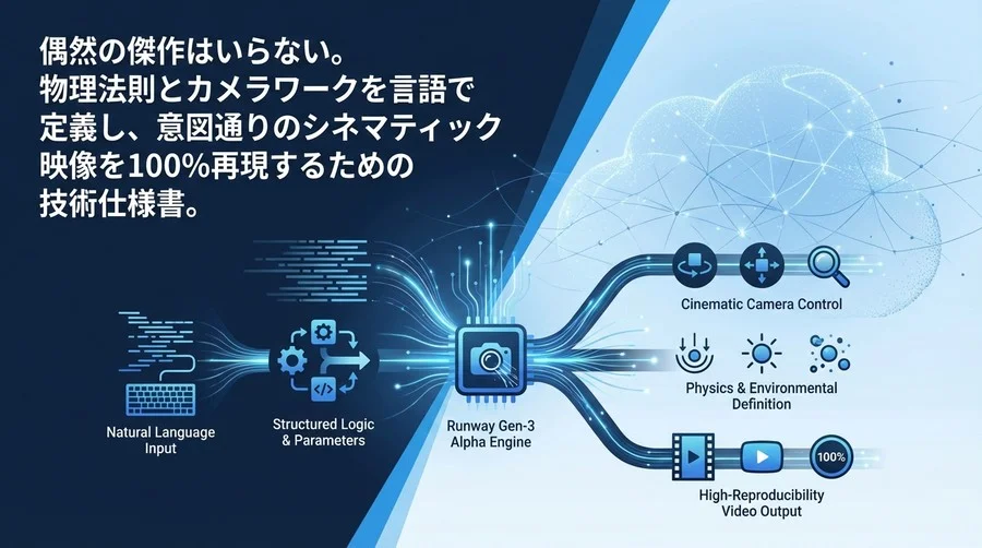 Runway Gen-3 Alphaプロンプト仕様書：シネマティック映像制御のためのパラメータ設計と構造化ロジック