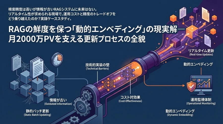 RAGの鮮度を保つ「動的エンベディング」の現実解─月2000万PVを支える更新プロセスの全貌