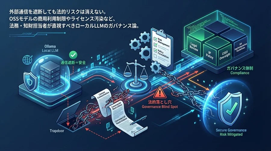 「ローカルLLMなら安全」の嘘：Ollama企業導入で直面するライセンス汚染とガバナンスの死角
