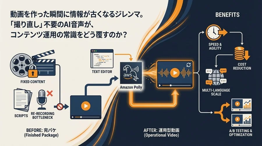 動画の「完パケ」文化を破壊する。Amazon Pollyで実現する「修正可能な運用型動画」戦略