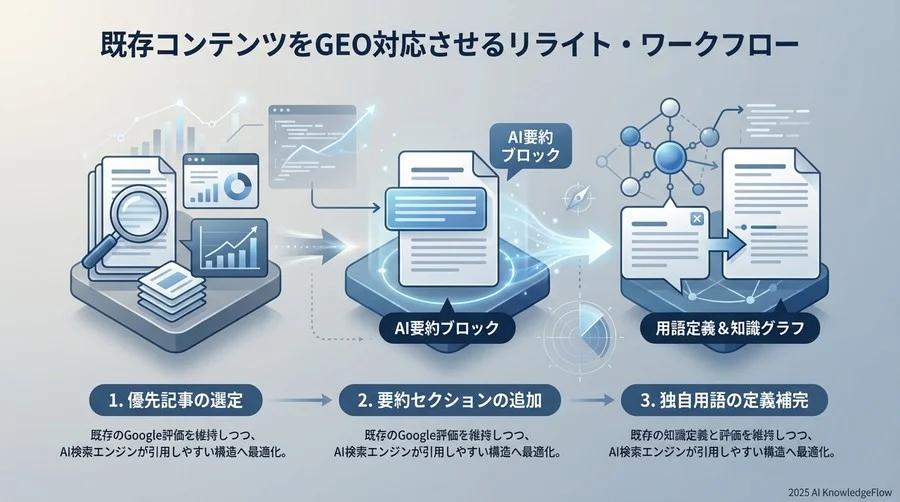 既存コンテンツをGEO対応させるリライト・ワークフロー - Section Image