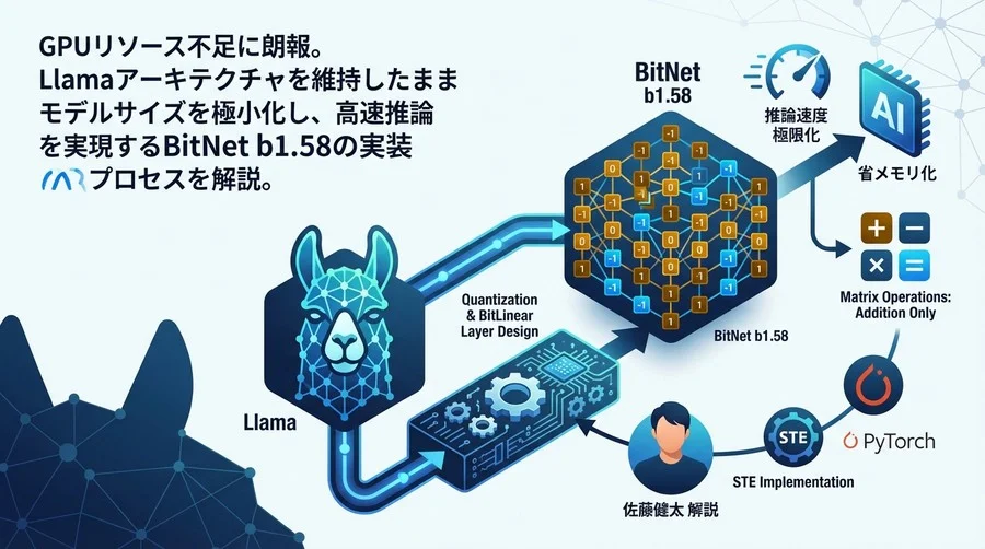 BitNet 1.58b実装詳解：Llamaアーキテクチャを1.58ビット化し推論速度を極限まで高めるエンジニアリング手法