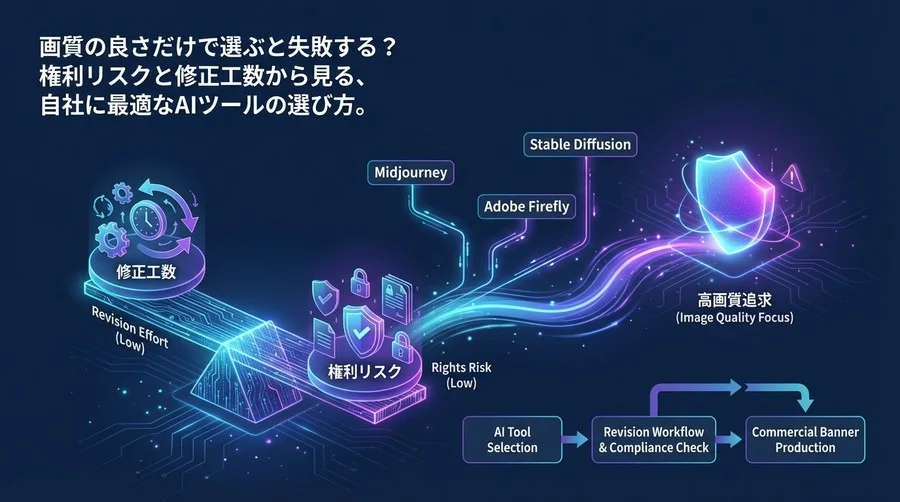 画像生成AIの商用利用：画質よりも「修正工数」と「権利リスク」で選ぶ3大ツール比較