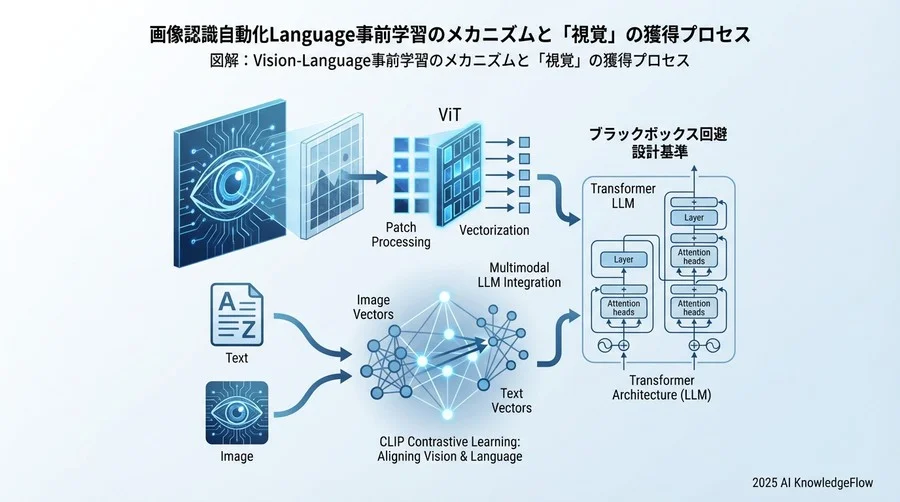 図解：Vision-Language事前学習のメカニズムと「視覚」の獲得プロセス - Section Image
