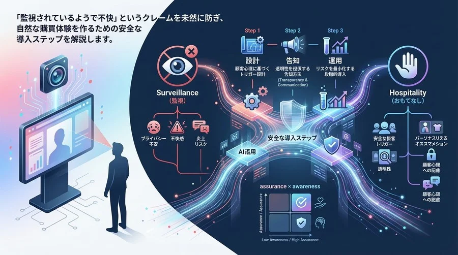 視線検知サイネージで顧客の「不快感」を防ぐには？AIカメラ活用の安全な接客トリガー設計と運用ガイド